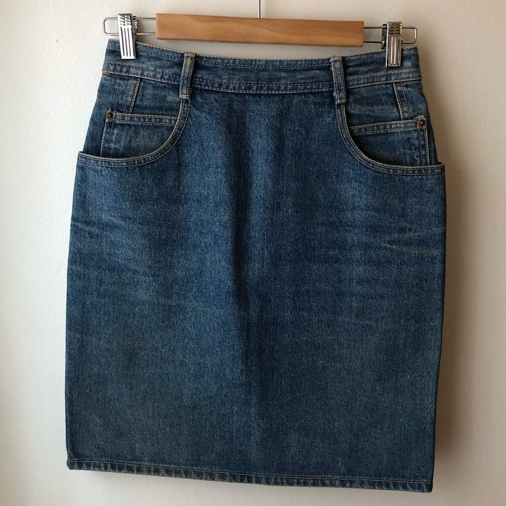 Vintage 90s ESPRIT Denim Mini Skirt w/ Back Zipper & Button